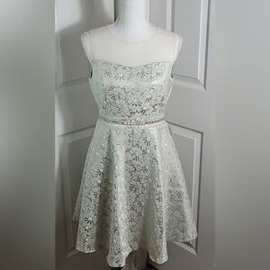 Ryu Mint Sleeveless Brocade A-Line Dress Size Medium